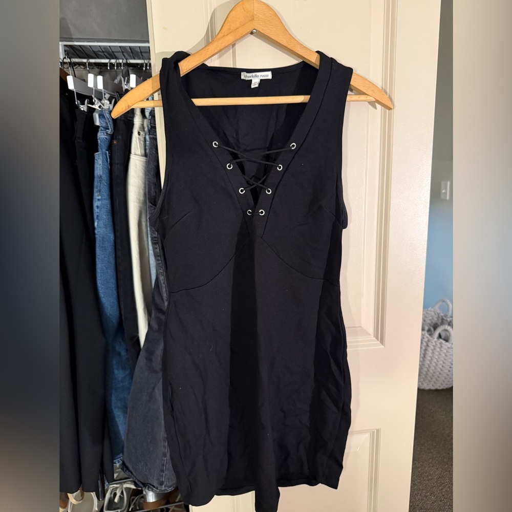 Charlotte Russe Black Lace-Up Sleeveless Dress Size Medium